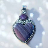 Hyacinth Jasper Heart and Sapphire Sterling Silver pendant.  $80