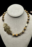 Picture Jasper Smoky Quartz golden Leaf Pendant set.      $60