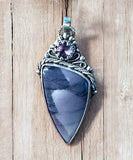 Hyacinth Jasper and Amethyst sterling silver pendant.    $75