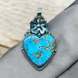 Chrysocolla Heart Sterling Silver Pendant      $70