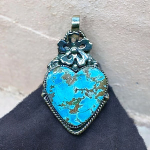 Chrysocolla Heart Sterling Silver Pendant      $70