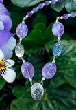 Lavender Amethyst Sterling Silver Floral necklace set.   $80