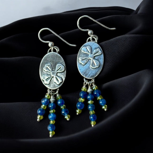 Blue Kyanite Sterling Silver floral Earrings    $30