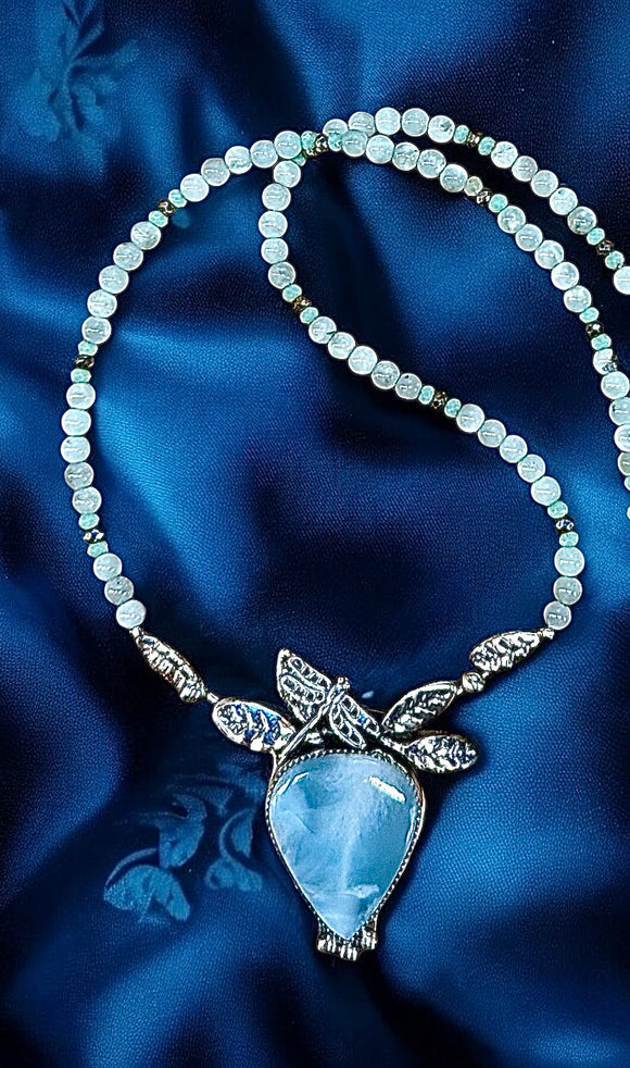 Larimar Dragonfly Green Moonstone pendant/necklace.      $80