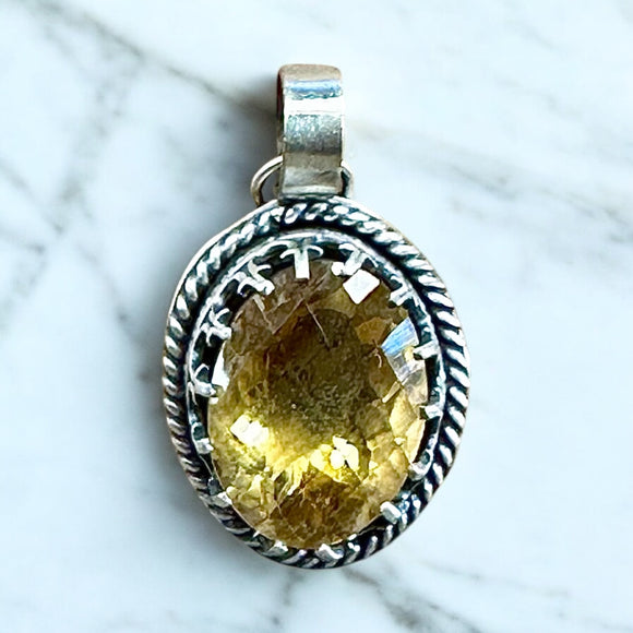 Citrine sterling Silver small pendant $50