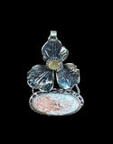 Scolite and Tourmaline Flower Sterling silver pendant        $65