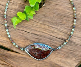 Crazy Lace Agate sterling silver pendant and necklace set.    $75