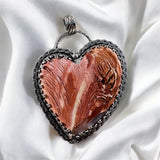Red Howardite Heart Sterling Silver Pendant   $85