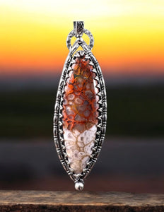 Plume Opalized Wood Sterling silver pendant.  $80