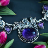 Amethyst Floral Bar Sterling Silver Pendant and matching necklace set        $85