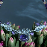 Amethyst Floral Bar Sterling Silver Pendant and matching necklace set        $85