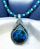 Chrysocolla and Apatite Sterling Silver Pendant and Matching gemstone set .        $80