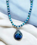 Chrysocolla and Apatite Sterling Silver Pendant and Matching gemstone set .        $80