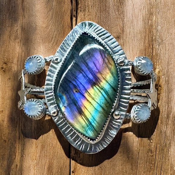 Reserved for Theresa T.  Custom Labradorite Sterling silver cuf bracelet