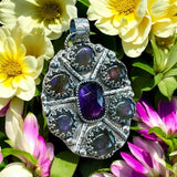 Amethyst and Purple Labradorite Sterling Silver Pendant.    $80