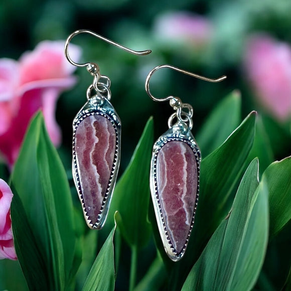 Rhodochrosite sterling Silver Earrings.  $50