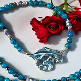 Apatite Gemstone Necklace and Sterling Silver Pendant set.    $ 70