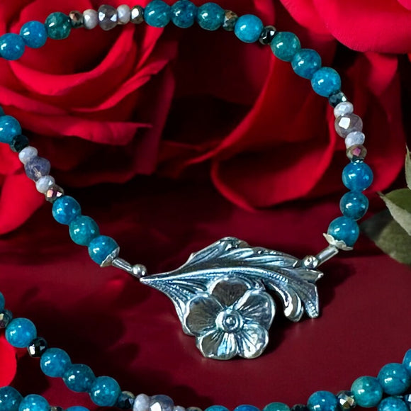 Apatite Gemstone Necklace and Sterling Silver Pendant set.    $ 70
