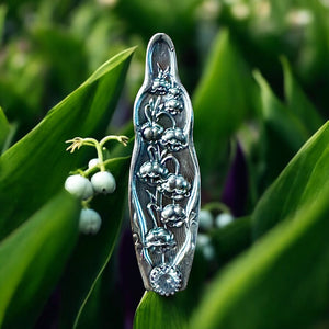 Lilly of the Valley and Quartz Sterling Silver Pendant.     $80