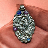 Tanzanite and Pink Sapphire Garden Sterling Silver Pendant.    $90
