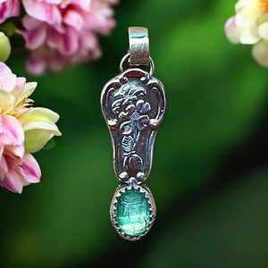 Green Kyanite Flower Sterling Silver Pendant.    $50