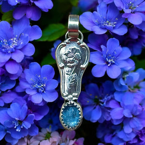 Blue Kyanute Floral Small Sterling Silver Pendant.  $50