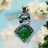 Carved Aventurine gemstone Sterling Silver Pendant.    $65