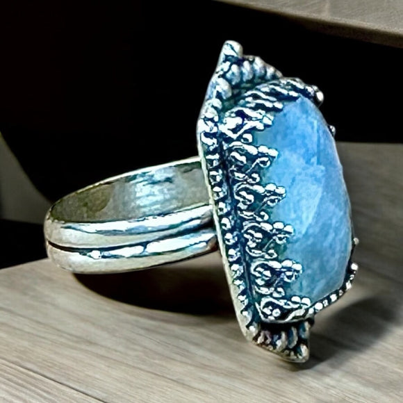 Rainbow Moonstone Sterling Silver Ring SIZED TO ORDER.     $60
