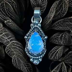 Rainbow Moonstone small sterling silver pendant.    $65
