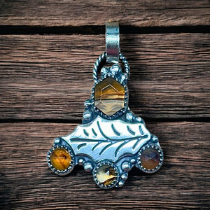 Montana Agate Leaf Sterling Silver Pendant      $70