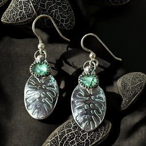 Green Kyanite Sterling Silver Leaf earrings.    $50
