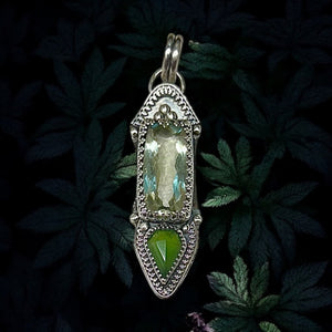 Praiseolite ( green amethyst ) sterling silver pendant    $75