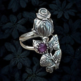 Pink Sapphire and Sterling silver Rose ring SIZED TO ORDER.    $90