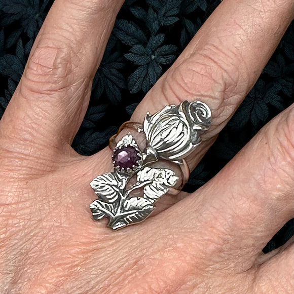 Pink Sapphire and Sterling silver Rose ring SIZED TO ORDER.    $90