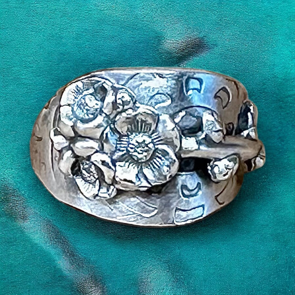Sterling Silver Flower vintage spoon ring SIZED TO ORDER    $80