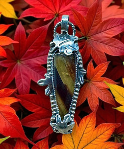 Amber and Maple Leaf Sterling silver pendant.     $75