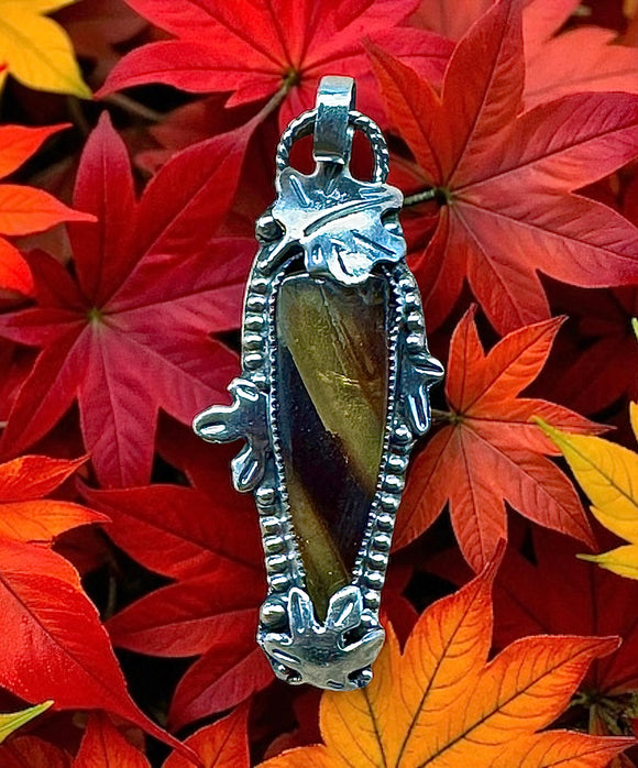 Amber and Maple Leaf Sterling silver pendant.     $75