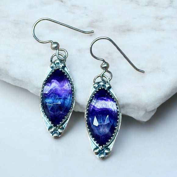 Fluorite Sterling Silver Earrings.   $50