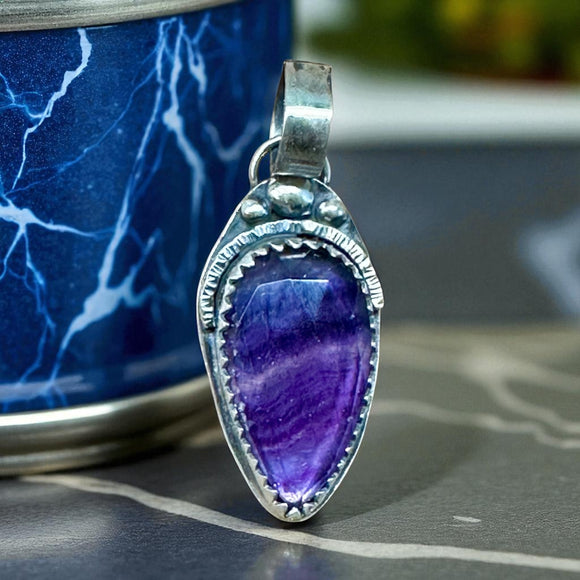 Fluorite Small Sterling Silver Pendant  $40