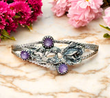 Pink Sapphire Sterling Silver Rose Cuff Bracelet.    $95