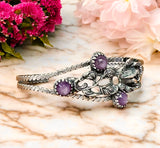 Pink Sapphire Sterling Silver Rose Cuff Bracelet.    $95