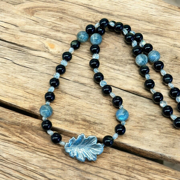 Sterling Silver Leaf Obsidian and Labradorite Necklace set.        $75