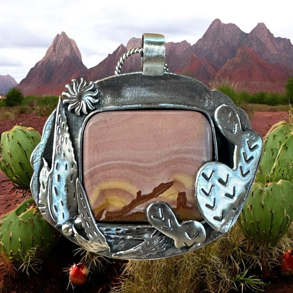 Red Falcon Southwest Cactus Pendant   $85