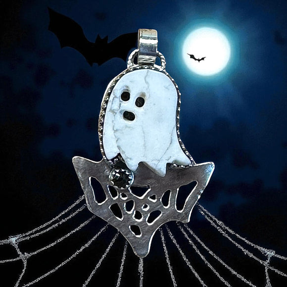 RESERVED Custom Ghost and SPIDER web pendant