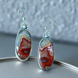 Crazy Lace Agate Sterling Silver Earrings.   $50