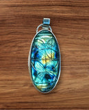 Carved Labradorite Sterling Silver Pendant.   $75