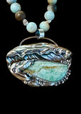 Aragonite Crashing Wave sterling silver pendant and Amazonite necklace set.  $150