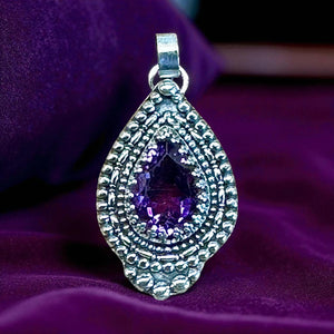 African Amethyst sterling silver pendant   $75