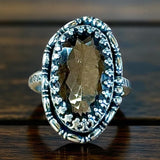 Smoky Quartz sterling silver ring size 8.     $55