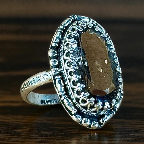 Smoky Quartz sterling silver ring size 8.     $55